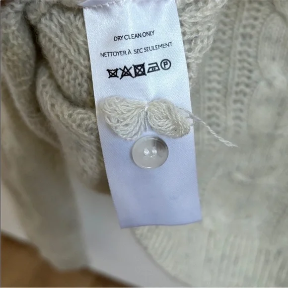 :Price Firm: Anthropologie Crop Cable Cashmere Cardigan Hoodie in Light Gray - Picture 8 of 9